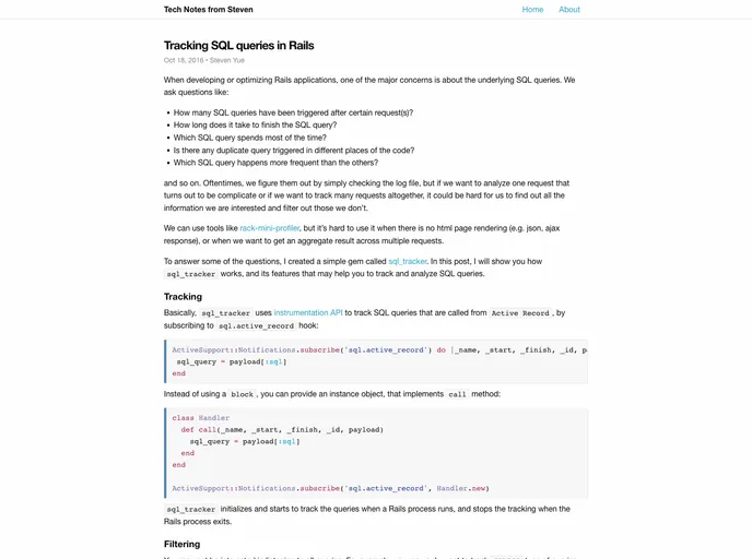 screenshot of Sql_tracker