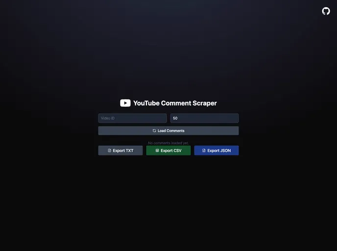 screenshot of YouTubeCommentScraper