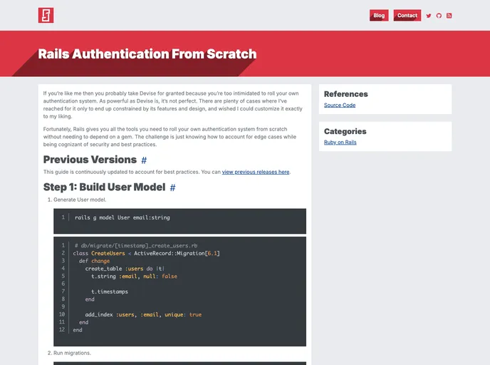 screenshot of Rails Authentication From Scratch