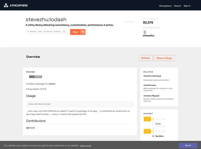 screenshot of Meteor Lodash
