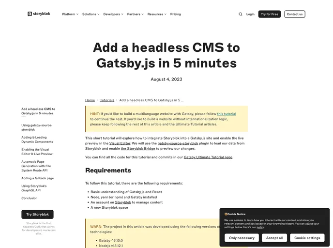 screenshot of Gatsby Storyblok Boilerplate