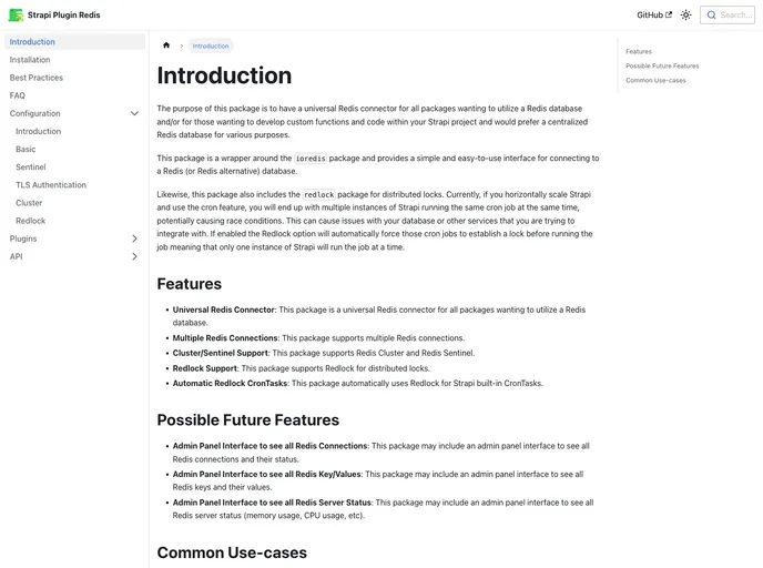 screenshot of Plugin Redis