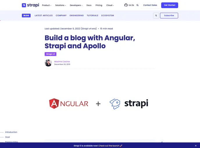 screenshot of Strapi Starter Angular Blog