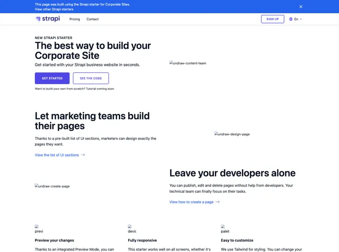 screenshot of Strapi Starter Gatsby Corporate