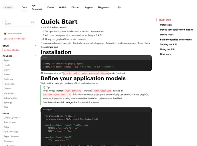 screenshot of Strawberry Django
