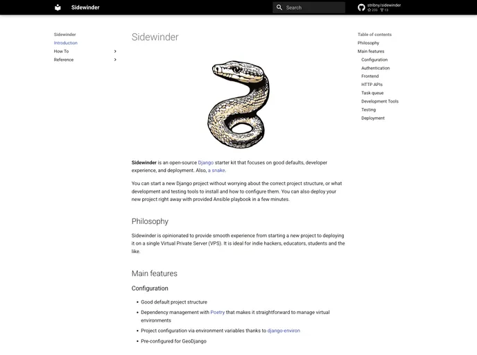 screenshot of Sidewinder