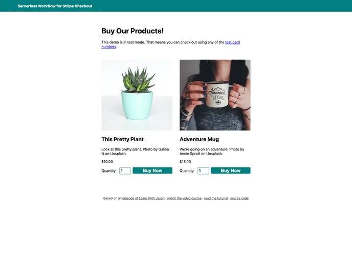 screenshot of Checkout Netlify Serverless