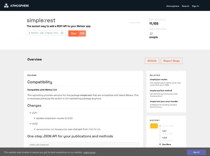 screenshot of Meteor Rest