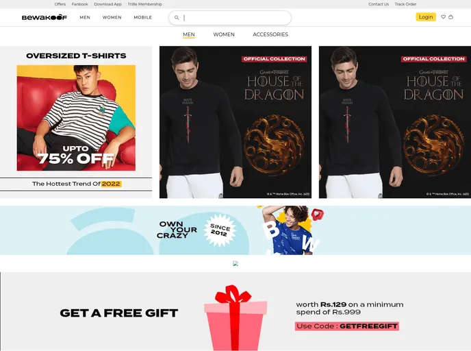 screenshot of Bewakoof.com Clone
