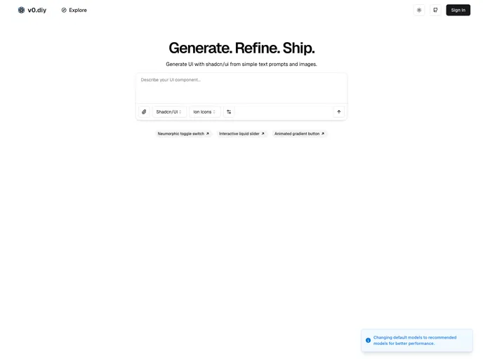 screenshot of V0.diy