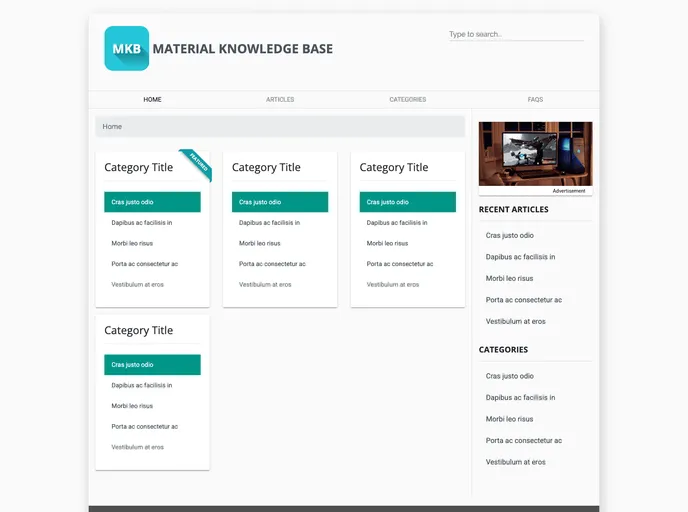 screenshot of Material Knowledge Base