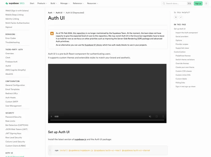 screenshot of Auth UI