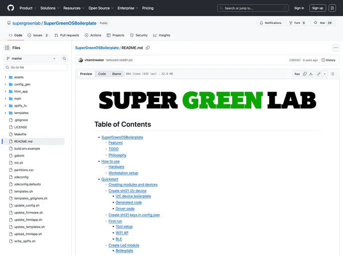screenshot of SuperGreenOSBoilerplate