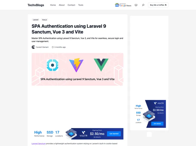 screenshot of Lara9sanctum Auth Vite Vue3