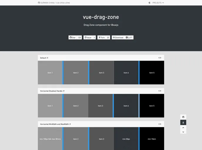 screenshot of Vue Drag Zone