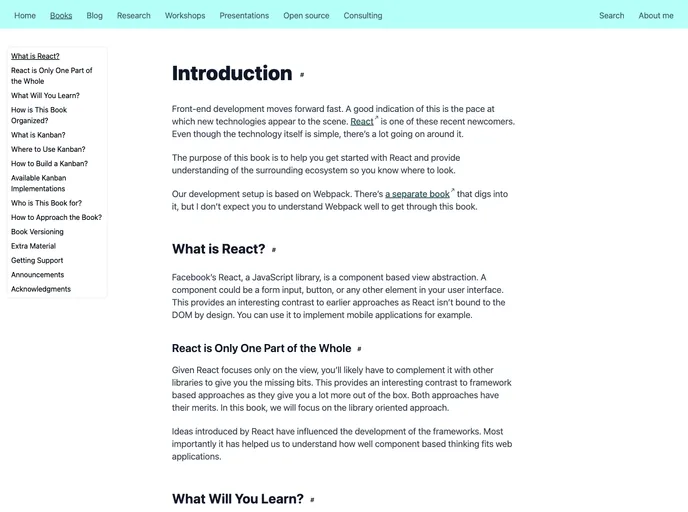screenshot of React Book