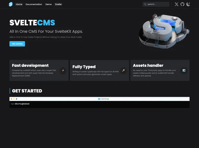 screenshot of Sveltecms.dev