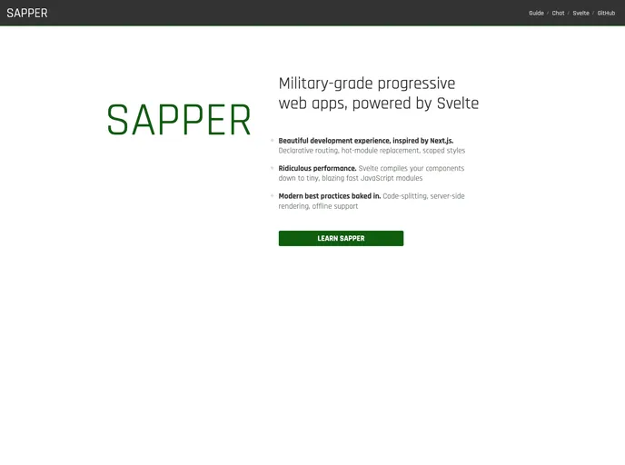 screenshot of Sapper Legacy.svelte.dev