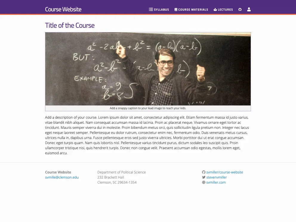 screenshot of Course Website