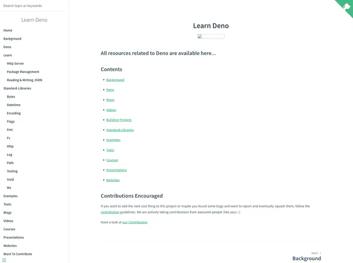 screenshot of Learn Deno