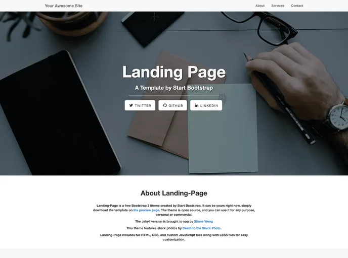 screenshot of Landing Page Theme