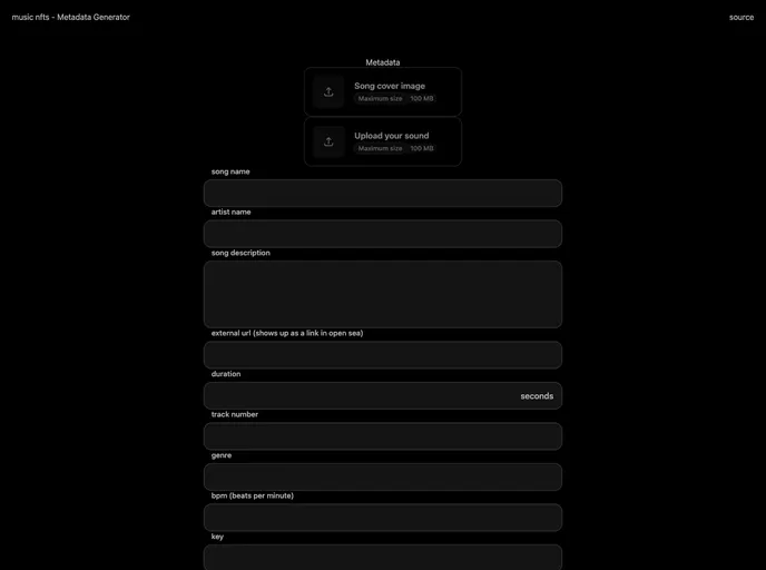 screenshot of METADATA UI
