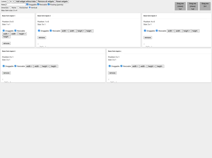 screenshot of Angular2gridster