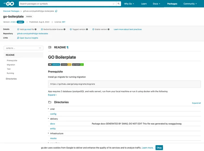 screenshot of Go Boilerplate