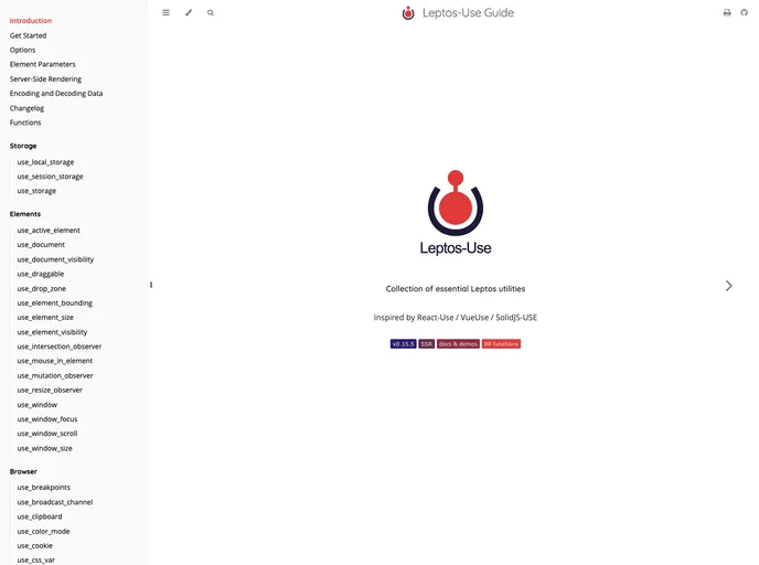 screenshot of Leptos Use