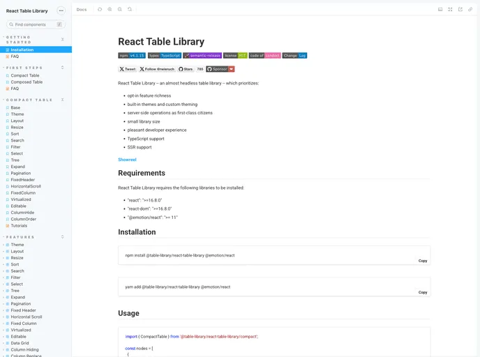 React Table Library