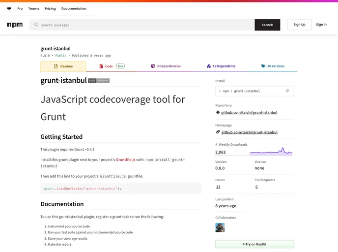 screenshot of Grunt Istanbul