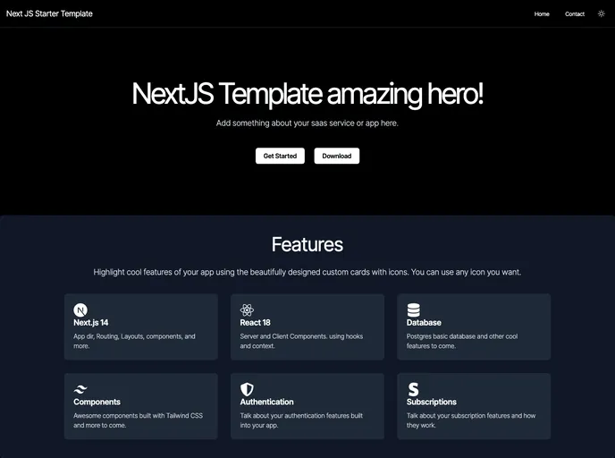 screenshot of Nextjs Saas Starter Template