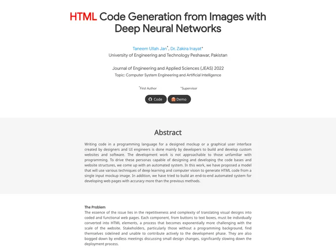 screenshot of Html Code Generation From Images With Deep Neural Networks