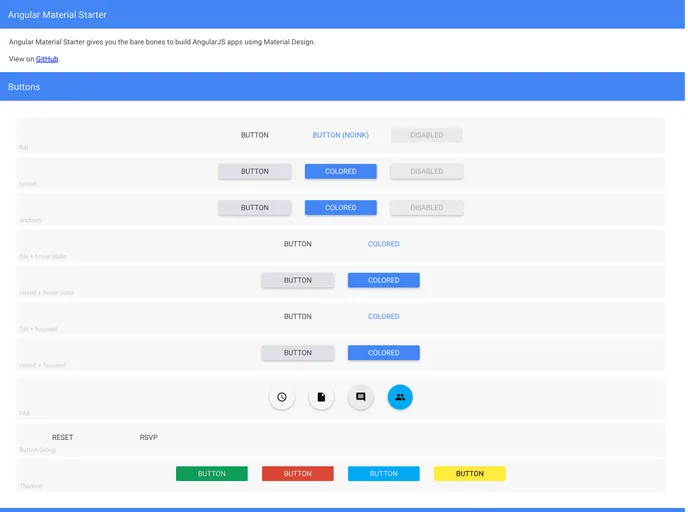 screenshot of Angular Material Starter