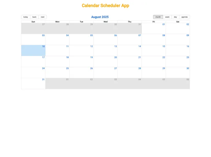 screenshot of Calendar Scheduler