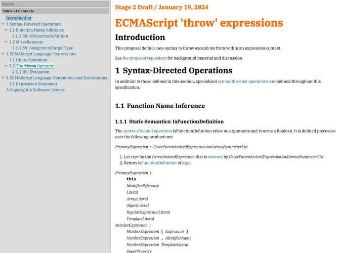 screenshot of Proposal Throw Expressions
