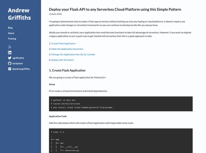 screenshot of Python Serverless Api