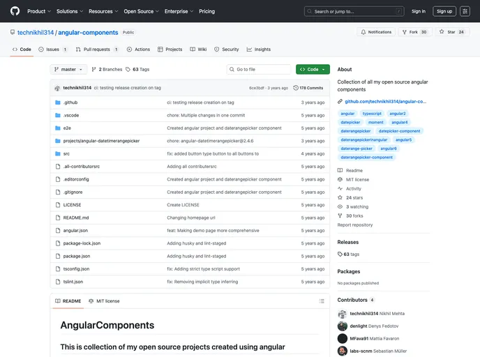 screenshot of Angular Components