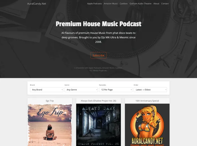 screenshot of Auralcandy.net