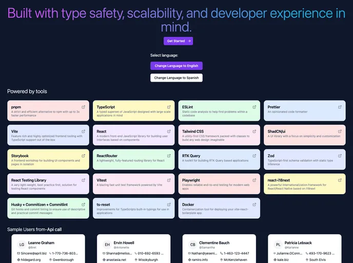 screenshot of React Vite Starter