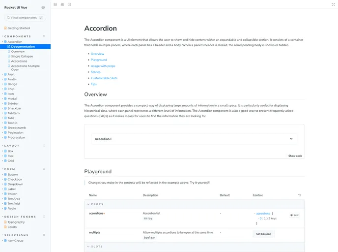 screenshot of Rocket UI
