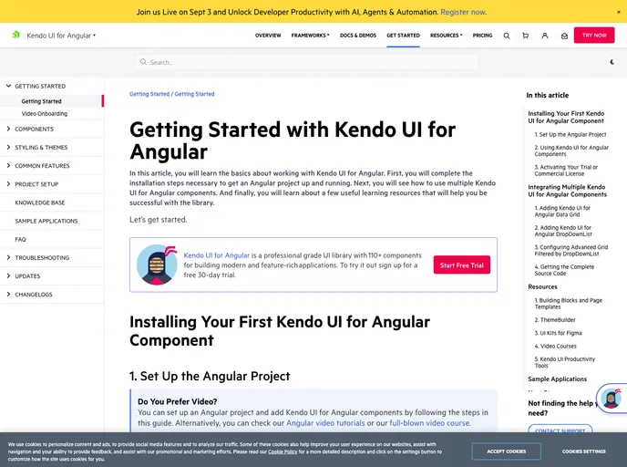 screenshot of Kendo Angular Quickstart Cli