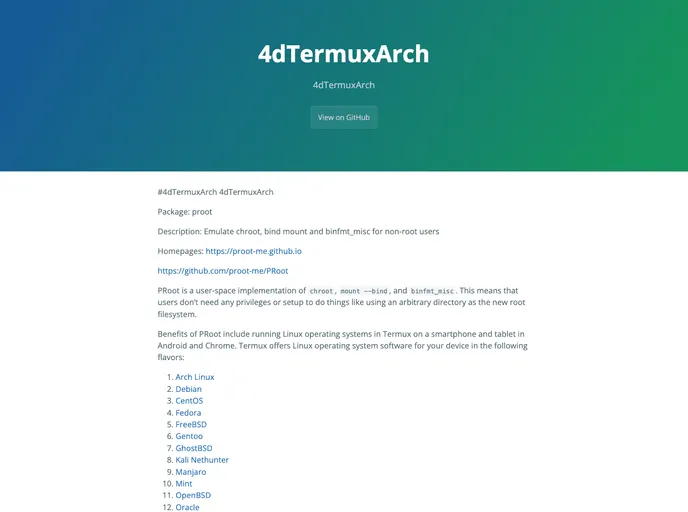 screenshot of 4dTermuxArch