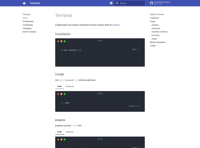 screenshot of Termynal.py