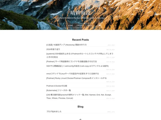 screenshot of Blog