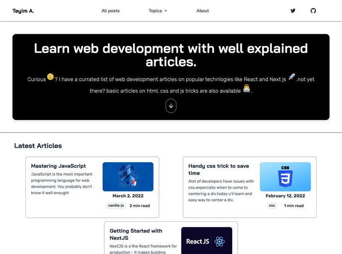 screenshot of Nextjs Markdown Blog