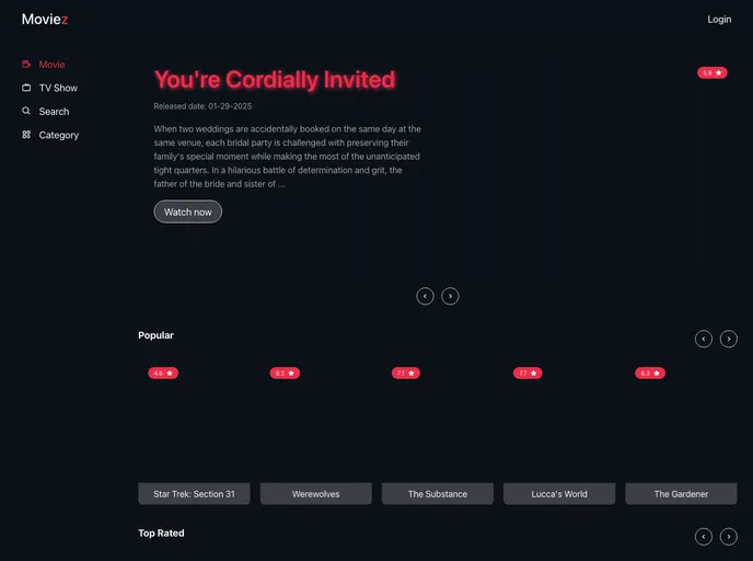 screenshot of Moviez