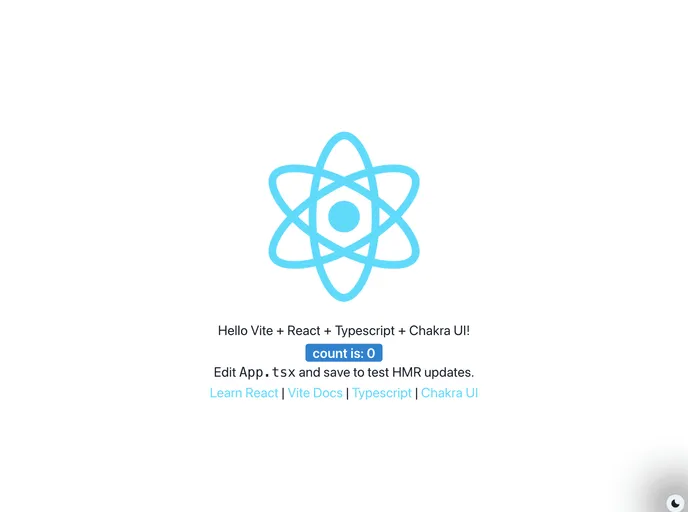 screenshot of Vite Reactts18 Chakra Jest Husky