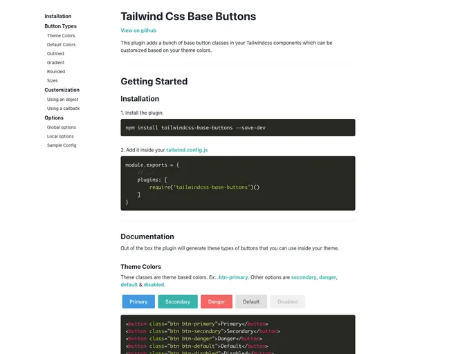 screenshot of Tailwindcss Base Buttons
