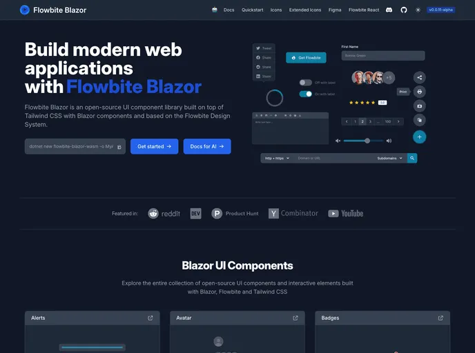 screenshot of Flowbite Blazor